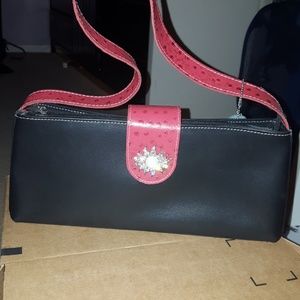 NWT Black purse with red accents